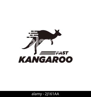 Logo di design canguro simbolo veloce, modello di illustrazione mascotte Australiana Illustrazione Vettoriale