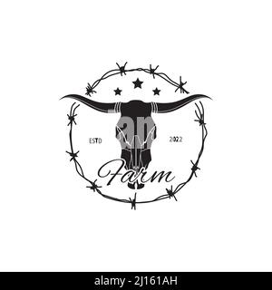 Cranio toro, vista frontale. Illustrazione del vettore del cerchio di filo Illustrazione Vettoriale