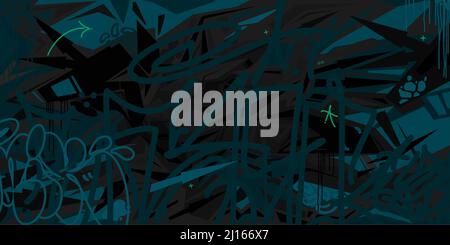 Dark Black Urban Street Art colorato Abstract Graffiti stile Vector Illustrazione modello di sfondo Illustrazione Vettoriale