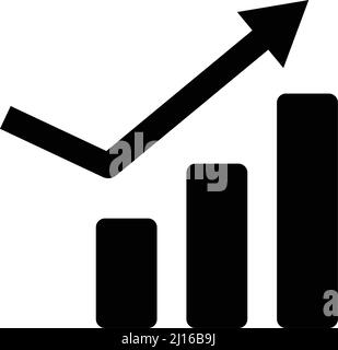 Grafico a barre con frecce di rimbalzo e di aumento, grafico. Vettore modificabile. Illustrazione Vettoriale