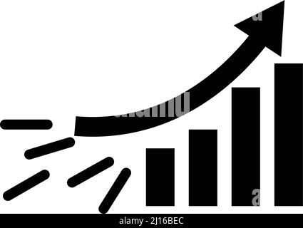 Grafico a barre a rapida crescita con frecce. Aumento delle vendite. Vettore modificabile. Illustrazione Vettoriale