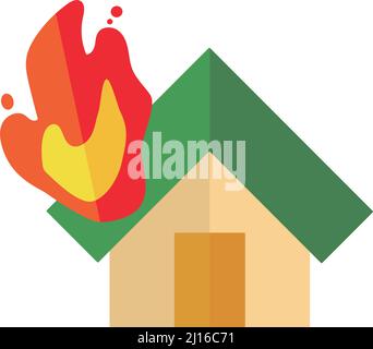 Icona di una casa in fiamme. Fuoco. Vettore modificabile. Illustrazione Vettoriale