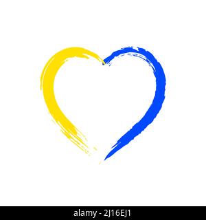 Cuore vettoriale a colori della bandiera nazionale ucraina. Illustrazione Vettoriale