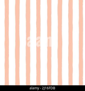 Strisce verticali sfondo vettoriale dipinto a mano senza giunture. Corallo rosa pesca strisce ondulate pennello tratto linee ripetizione pattern. Astratto a righe Illustrazione Vettoriale