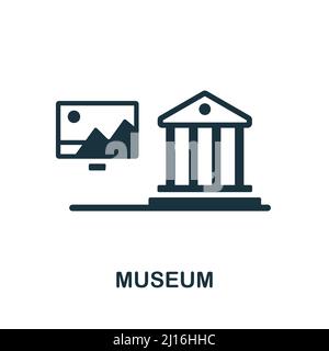 Icona del museo. Icona monocromatica Simple Museum per modelli, web design e infografiche Illustrazione Vettoriale
