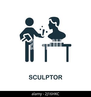 Icona scultore. Icona Sculptor semplice monocromatica per modelli, web design e infografiche Illustrazione Vettoriale
