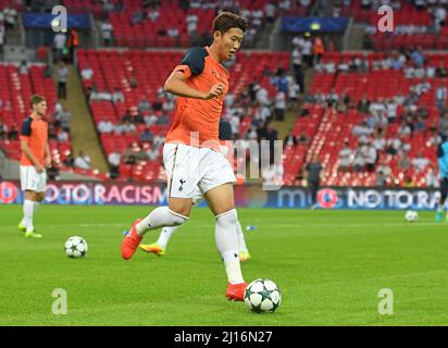 MANCHESTER, INGHILTERRA - 14 SETTEMBRE 2016: Heung-min Son of Tottenham raffigurato prima della partita UEFA Champions League Group e tra Tottenham Hotspur e AS Monaco allo stadio di Wembley. Copyright: Cosmin Iftode/Picstaff Foto Stock