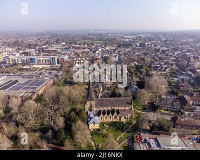 Veduta aerea di Horsham West Sussex guardando dalla chiesa di st mary al carfax Foto Stock