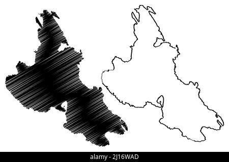 Isola di Krk (Repubblica di Croazia, Mare Adriatico) illustrazione vettoriale, schizza mappa di Krk Illustrazione Vettoriale