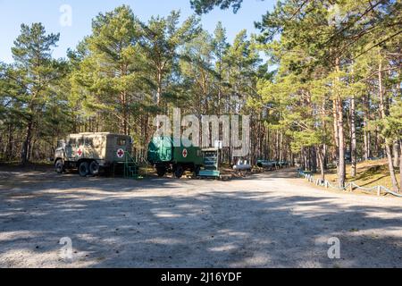 Hel, Polonia - 20 marzo 2022: Museo militare all'aperto. Il Museo Coastal Defense di Hel Foto Stock