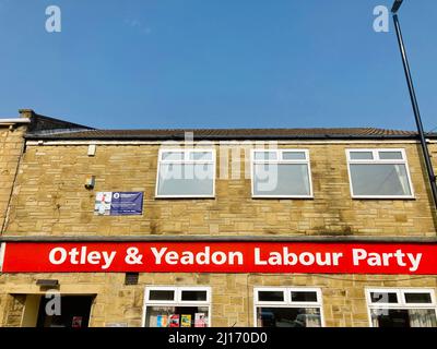 Otley e Yeadon Labour Party, un ramo locale del Partito laburista un'organizzazione politica nel Regno Unito. Foto Stock