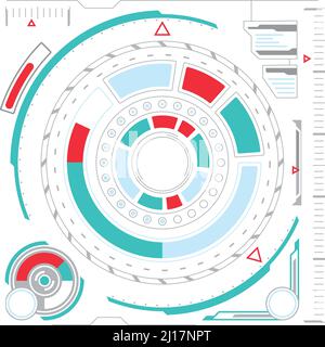 Elementi dell'interfaccia utente. hud digitale con scala circolare Illustrazione Vettoriale