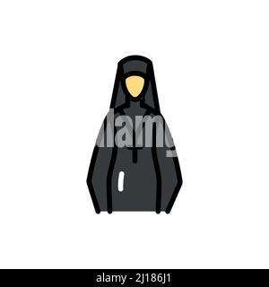 Icona del colore della linea Nun. Elemento vettoriale isolato. Pittogramma a contorno per pagina web, app mobile, promo Illustrazione Vettoriale