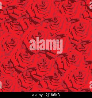 Motivo rosa senza cuciture. Texture perfetta di rose rosse brillanti Illustrazione Vettoriale
