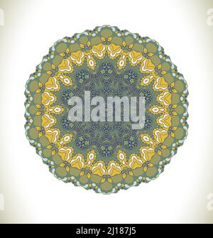 Mandala verde art. Ornamento rotondo modello isolato Illustrazione Vettoriale