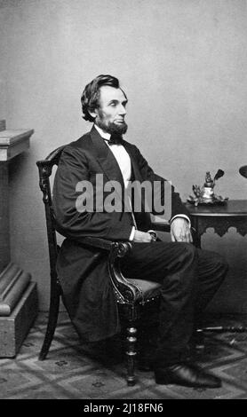 Abraham Lincoln (1809-1865), ritratto di Matthew Brady, 1865. Foto Stock