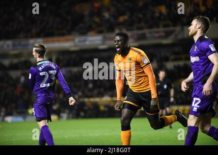 Alfred N'Diaye celebra il suo obiettivo. Wolverhampton Wanderers / Norwich City al Molineux 21/02/2018 - Campionato Sky Bet Foto Stock