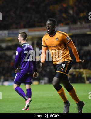 Alfred N'Diaye celebra il suo obiettivo. Wolverhampton Wanderers / Norwich City al Molineux 21/02/2018 - Campionato Sky Bet Foto Stock