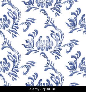 Motivo floreale senza cuciture. Ornamento etnico di fiori. Stile tradizionale ucraino. Petrykivka art.. Illustrazione Vettoriale