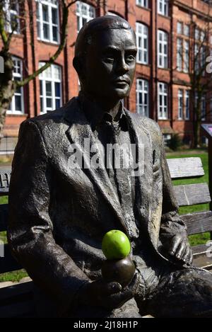 Statua di Alan Turing a Manchester Foto Stock