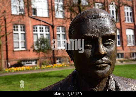 Statua di Alan Turing a Manchester Foto Stock