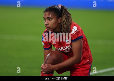 Torino, 23rd marzo 2022. Catarina Macario di Lyonregola la sua scarpa durante la partita della UEFA Womens Champions League allo Juventus Stadium di Torino. Il credito d'immagine dovrebbe essere: Jonathan Moscrop / Sportimage Credit: Sportimage/Alamy Live News Foto Stock