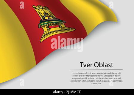 La bandiera di Tver Oblast è una regione della Russia. Modello vettoriale banner o nastro Illustrazione Vettoriale