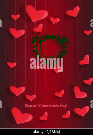 Illustrazione vettoriale "Happy Valentine's Day" per poster, biglietti d'auguri, brochure, progettazione di siti web e banner. Il design è caratterizzato da cuori e minacce Illustrazione Vettoriale