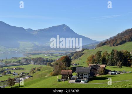 Immagini del lago e della città di Lucerna , Svizzera Foto Stock