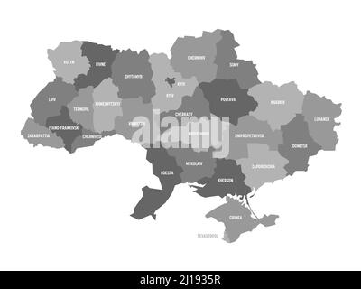 Ucraina - carta amministrativa degli oblasti Illustrazione Vettoriale