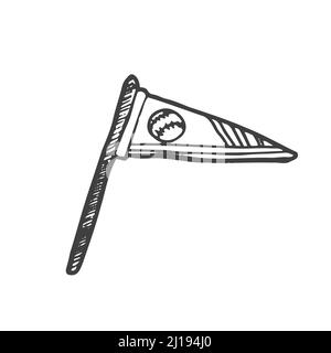 Icona della bandiera di baseball illustrazione di Silhouette. Sport Banner campo vettore grafico simbolo pittogramma clip Art. Illustrazione Vettoriale