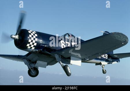 WWII Vought Corsairs aerei da combattimento, utilizzati dai Marines e dalla Marina degli Stati Uniti e da molti altri paesi alleati. Foto Stock