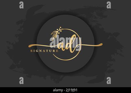 Logo golden Signature per l'annuncio letterLetterLetter iniziale. Immagine di illustrazione vettoriale della grafia Illustrazione Vettoriale