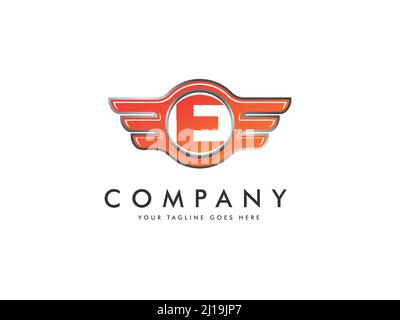 Logotipo lettera e cerchio isolato e ala . Disegno vettoriale del logotipo alfabetico Illustrazione Vettoriale
