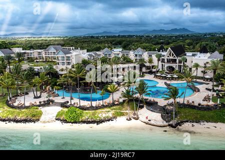 Vista aerea, il Residence Mauritius, Belle Mare, Quatre Cocos, Flacq, Mauritius Foto Stock