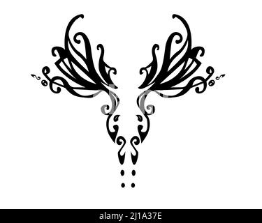 Disegno astratto floreale con rami e viti isolati su sfondo bianco - illustrazione vettoriale Illustrazione Vettoriale