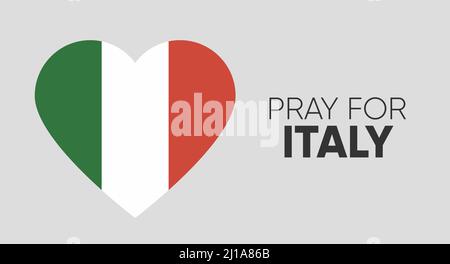 Pregate per l'Italia è scritto sulla bandiera italiana rugosa Illustrazione Vettoriale