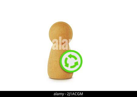 Pawn con il segno delle frecce circolari - concetto di aggiornamento e aggiornamento del profilo utente Foto Stock