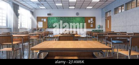 interno di un'aula scolastica in stile tradizionale. 3d rendering Foto Stock