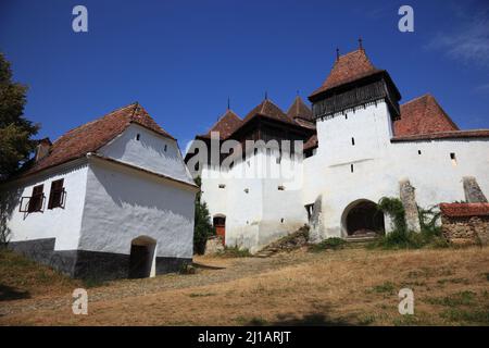 Kirchenburg Deutsch-Weisskirch, Kirche der Evangelischen Kirche Augsburger Bekenntnisses in Rumänien a Viscri, Kreis Brasov, Region Siebenbürgen, Rum Foto Stock