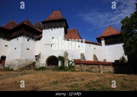 Kirchenburg Deutsch-Weisskirch, Kirche der Evangelischen Kirche Augsburger Bekenntnisses in Rumänien a Viscri, Kreis Brasov, Region Siebenbürgen, Rum Foto Stock