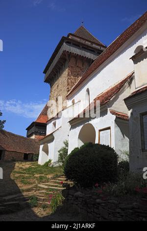 Kirchenburg Deutsch-Weisskirch, Kirche der Evangelischen Kirche Augsburger Bekenntnisses in Rumänien a Viscri, Kreis Brasov, Region Siebenbürgen, Rum Foto Stock