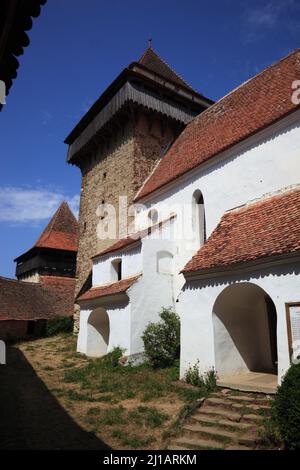 Kirchenburg Deutsch-Weisskirch, Kirche der Evangelischen Kirche Augsburger Bekenntnisses in Rumänien a Viscri, Kreis Brasov, Region Siebenbürgen, Rum Foto Stock