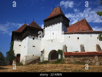 Kirchenburg Deutsch-Weisskirch, Kirche der Evangelischen Kirche Augsburger Bekenntnisses in Rumänien a Viscri, Kreis Brasov, Region Siebenbürgen, Rum Foto Stock