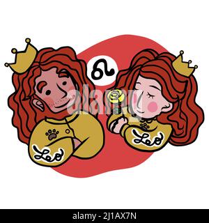 Carino Leone Oroscopo cartoon illustrazione vettoriale Illustrazione Vettoriale