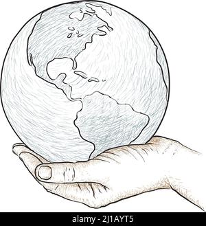 Mano che tiene il mondo Illustrazione Vettoriale