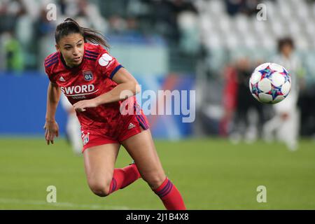 Stadio Allianz, Torino, 23 marzo 2022, Delphine Cascarino (OLYMPIQUE LYONNAIS) durante la Juventus Women vs Olympique Lyonnais - UEFA Champions Foto Stock