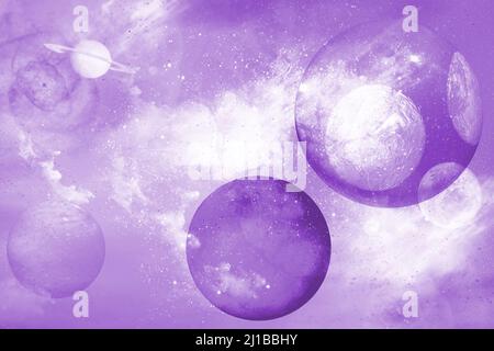 Pianeti, stelle, costellazioni e Nebula Universo. Fantascientifico sfondo futuristico esoterico Foto Stock