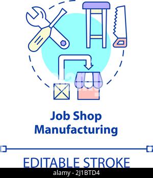 Icona del concetto di produzione del job shop Illustrazione Vettoriale