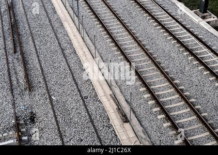 Percorsi ferroviari visti dall'alto Foto Stock